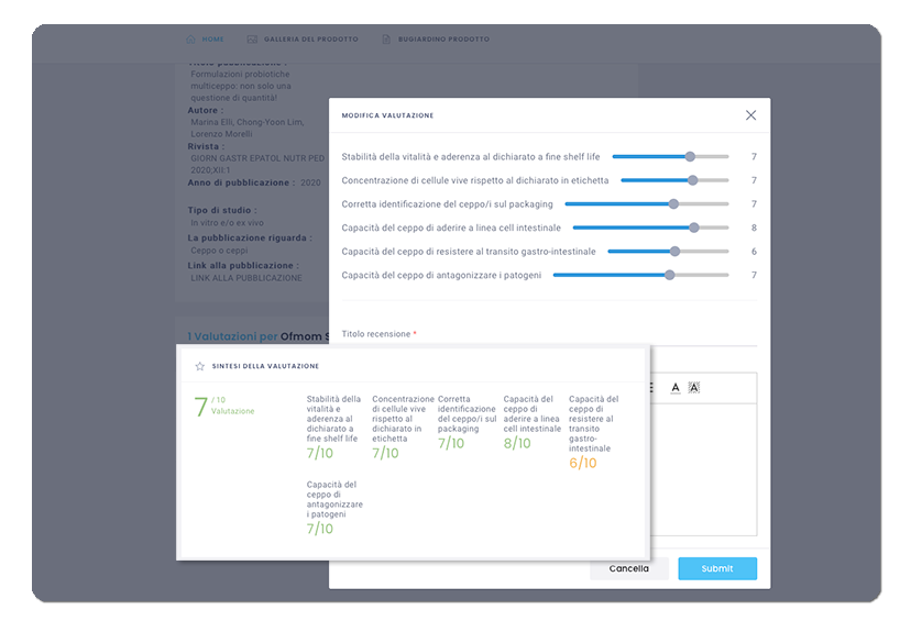 valutazione prodotti probiotici